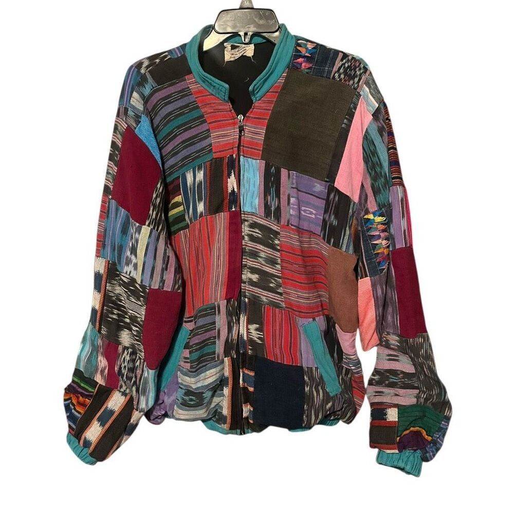Guatemala Patchwork Boho‎ 100% Cotton  Jacket Sz XL Preloved 1070’s